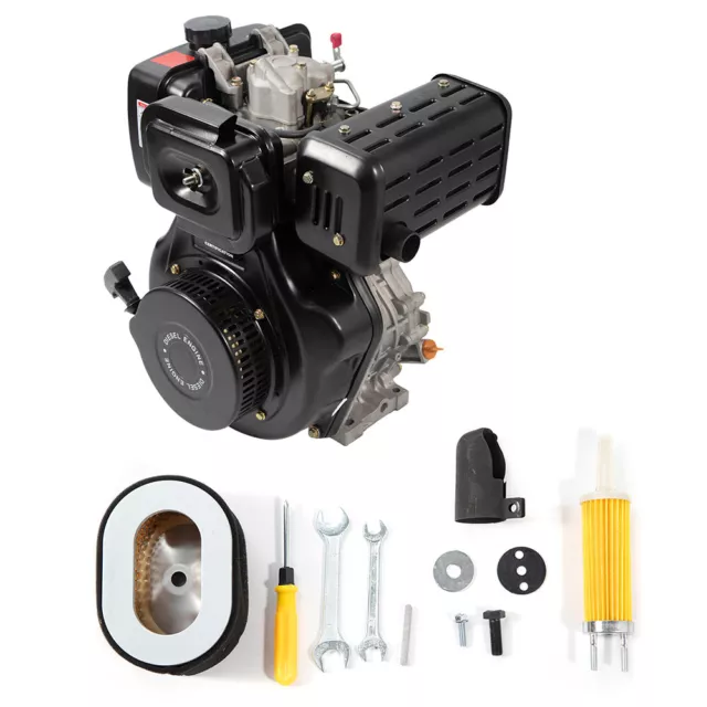 10HP 4 Stroke Diesel Engine Heavy Duty Single Cylinder 1" Shaft 418CC Air-Cooled 2