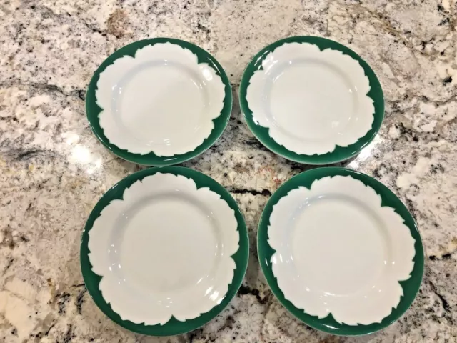 Shenango China Rimrol Welroc Green Flame Bread Plates...4