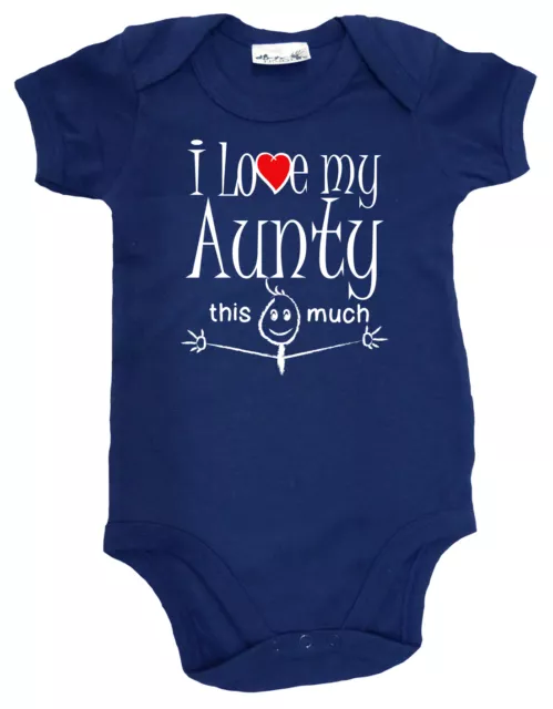 Lustiger Baby Bodysuit ""I Love My Aunty This Much"" Babygrow Neffe Nichte Tante