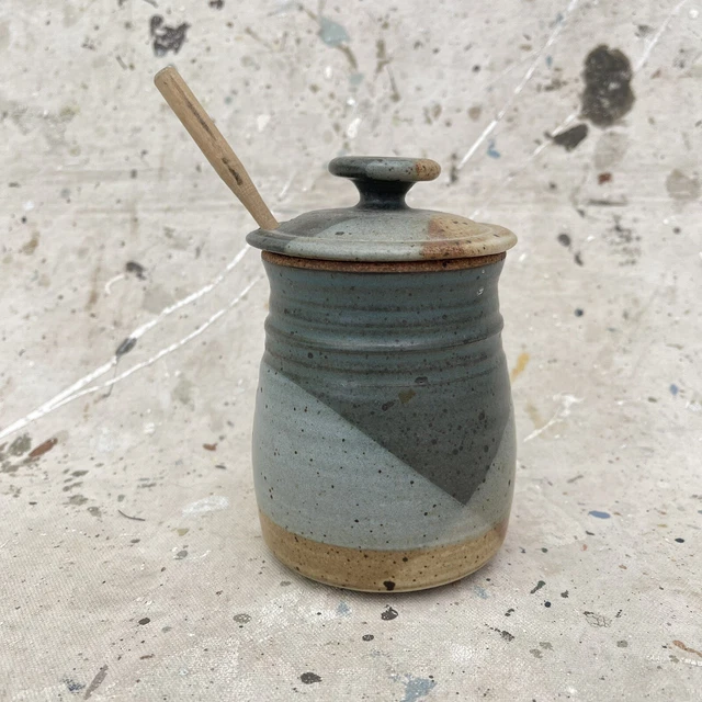 Vintage Ceramic Honey Pot/Jar, Handmade Wheel Thrown Studio Pottery