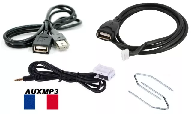 Cles cable auxiliaire usb pour peugeot citroen autoradio rd4 rd45 rd43 rt5 rd9