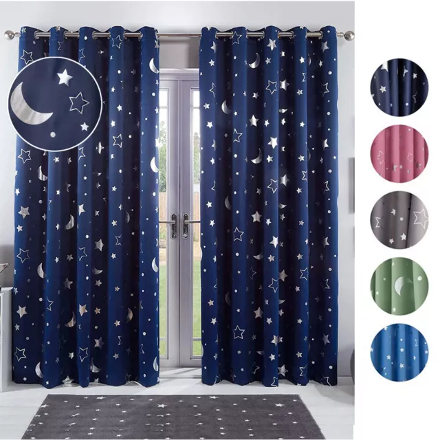 Fashion Curtain Stars Blackout Curtains for Kids Girls Bedroom Living Room Decor