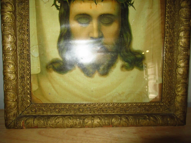 TABLEAU BAROQUE Jésus Christ Signé Carlo Parisi - Reproduction Avec Cadre Doré, Dimensions 56x46 Cm, Neuf