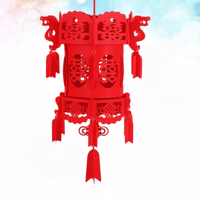 2PCS Chinese Style Lanterns LED Party Light Red Non Woven Lantern