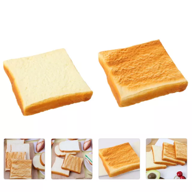 2 Pcs Künstliches Brotmodell Brotverzierung Simuliertes Weißes