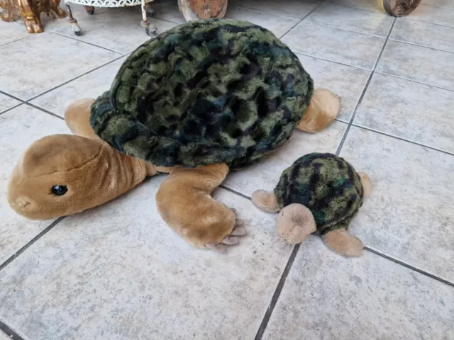 Steiff Schildkröte 068478 Slo 70cm grün + kleine baby  turtle mjb 3