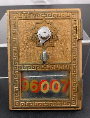 VTG 1956 Metal Post Office Door Gold 96007 Dial Brass Postal Bank Primitive Mail 2