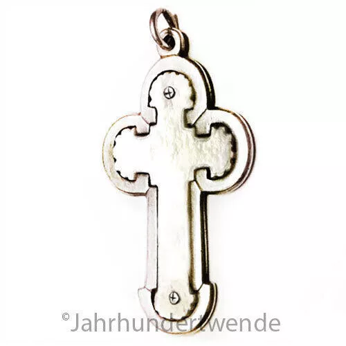 Alter Silber Kreuz Anhänger Perlmutt old silver cross mother of pearl 2