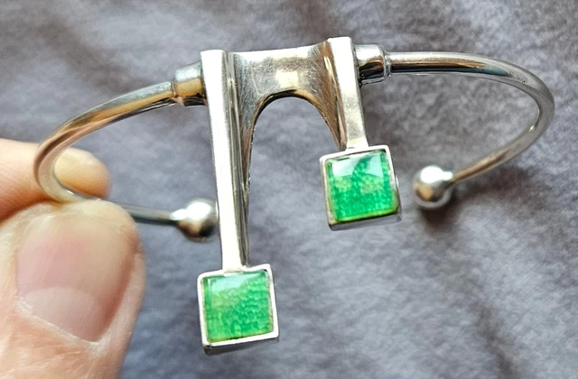 Bracelet Berbère En Argent Massif – Émail Bleu, Vert, Jaune – 27g – Modèle W1034 – Occasion
