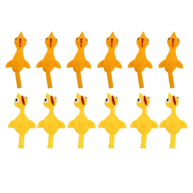 12 piezas juguete de pavo TPR pollo de goma pegajoso lanzador de pollo de goma