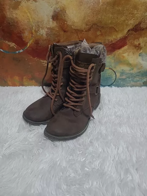 Rocket Dog Womens Combat Boots Brown Block Heel Round Toe Ankle Lace Up 8.5