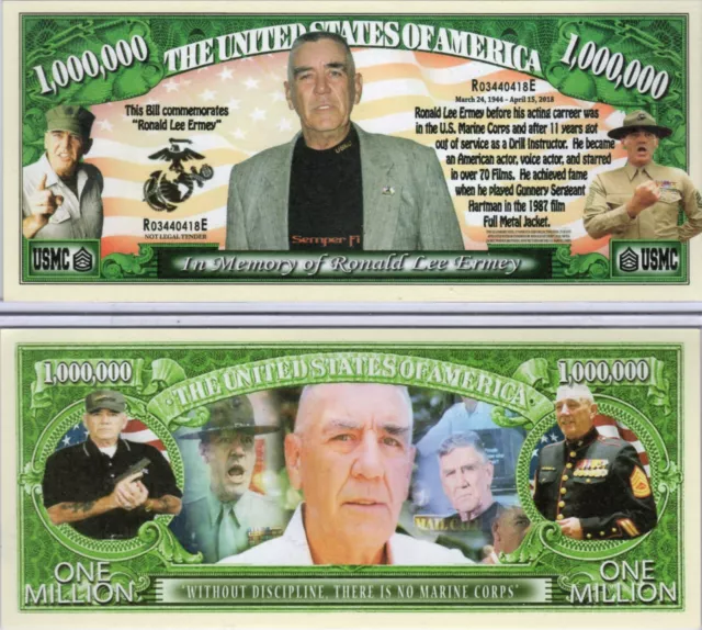 Ronald Lee Ermey Million Dollar Nouveauté Monnaie