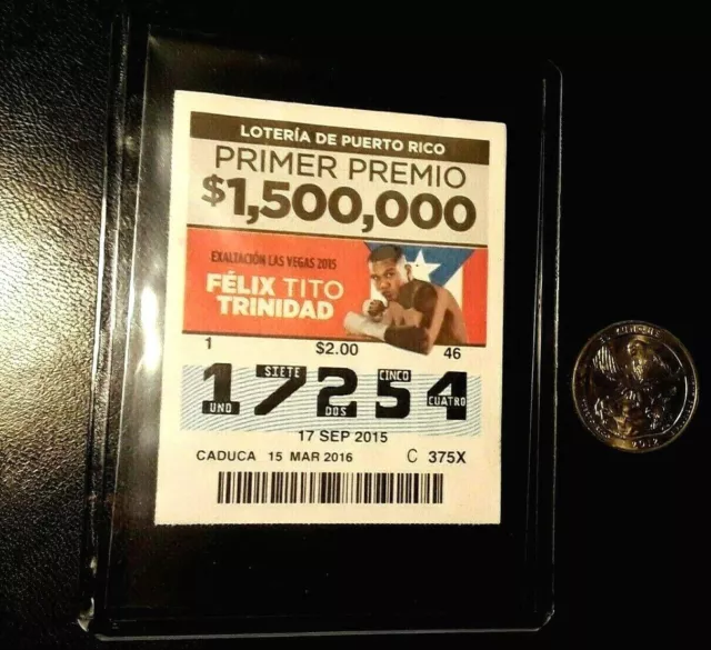 Vale $2 TITO TRINIDAD Boxeo Puerto Rico LOTTERY TICKET Ficha LOTERIA token coin