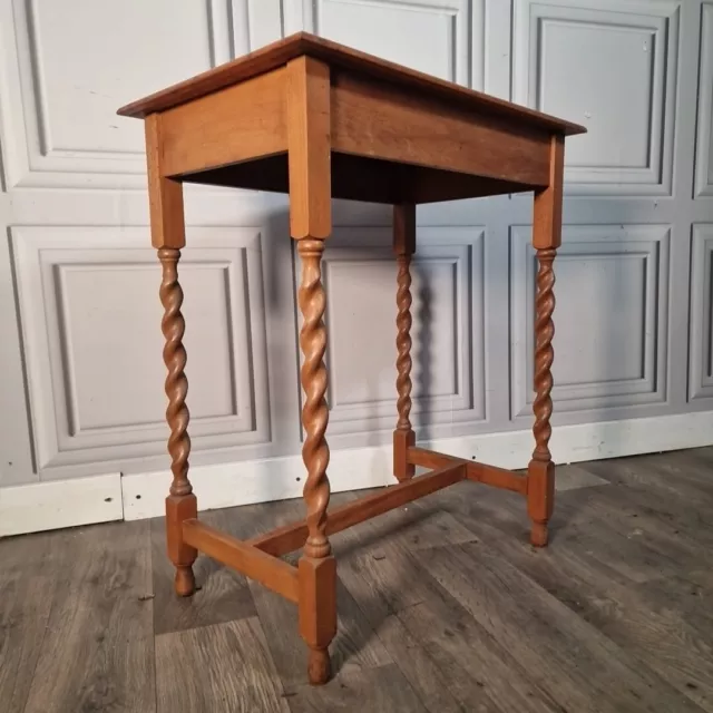 Antique Wooden Barley Twist Hall Console Telephone Plant Table - Oak Side