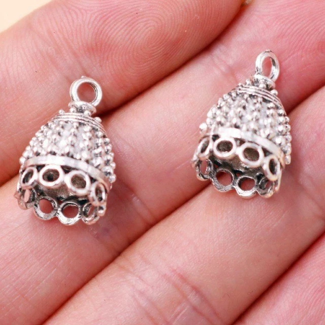 Burma Buddha Pagoda Connectors Earrings Bracelet Tassel Hat 10pcs Silver Plated