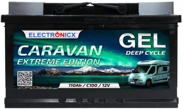 Electronicx Caravan EXTREME Edition Gel Batterie 110 AH 12V Wohnmobil Boot Verso