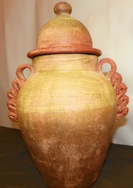 Porcelain Terra Cotta Brown Textured Handmade Pottery Art Urn Art Deco Gin Jar 