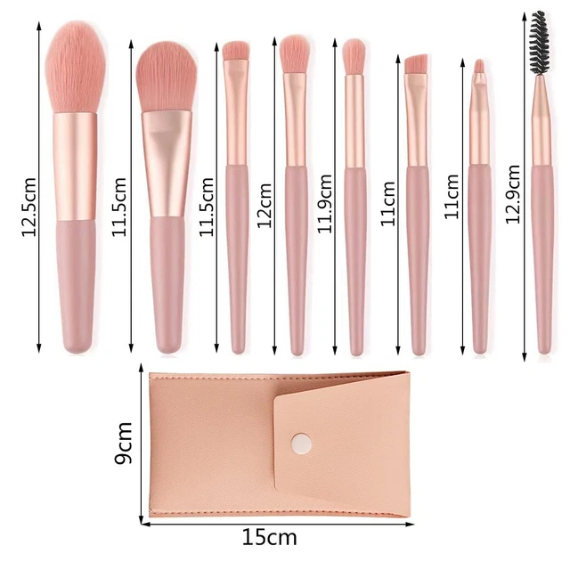 8 Pezzi Pennelli Trucco Professionali, Set Pennelli Make Up con Trousse in Pelle 9