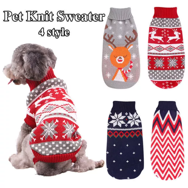 Dog Sweater Puppy Christmas Snowflake Reindeer Pet Cat Clothes Jumper Apparel