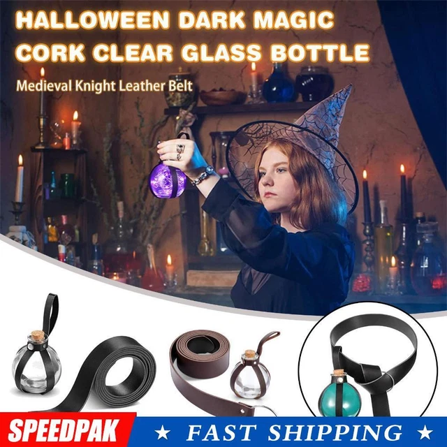 Bottiglia di sughero magia scura Wizard con costume supporto in pelle} L0W7