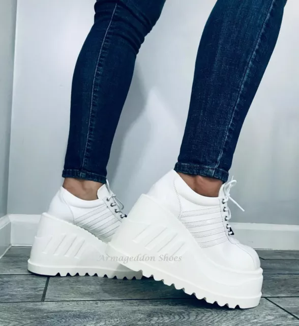 SCARPE DA GINNASTICA bianche anni 90 plateau zeppa stivali spezie