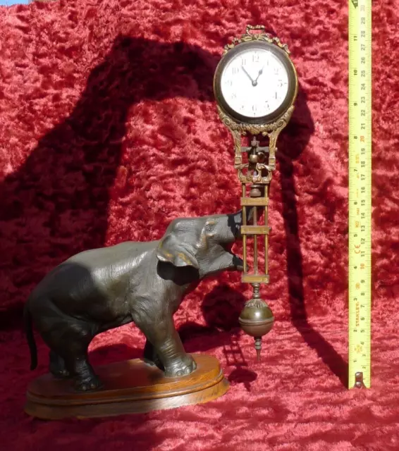 Junghans Novelty Antique Original Mystery Swinger Elephant 8-day Clock