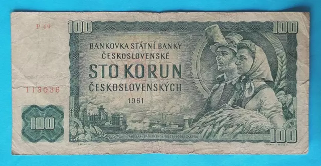 100 Sto Korun Ceskoslovenske 1961 (Bankovka Statni Banky)
