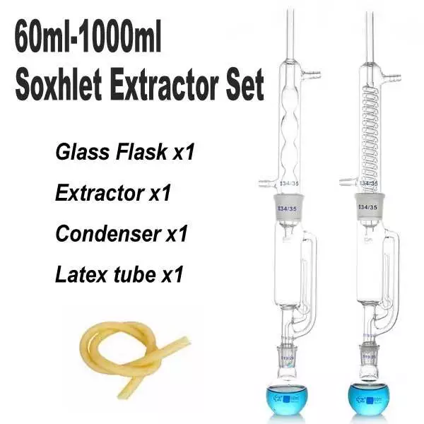 60ml-1000ml Glass Soxhlet Extractor Kit for Laboratory with Spherical Condenser