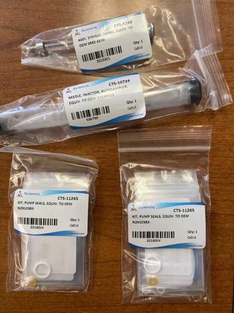 NEW Perkin Elmer 200 LC, 0992-3270 syringe, N2930023 needle, N2910383 seal kit