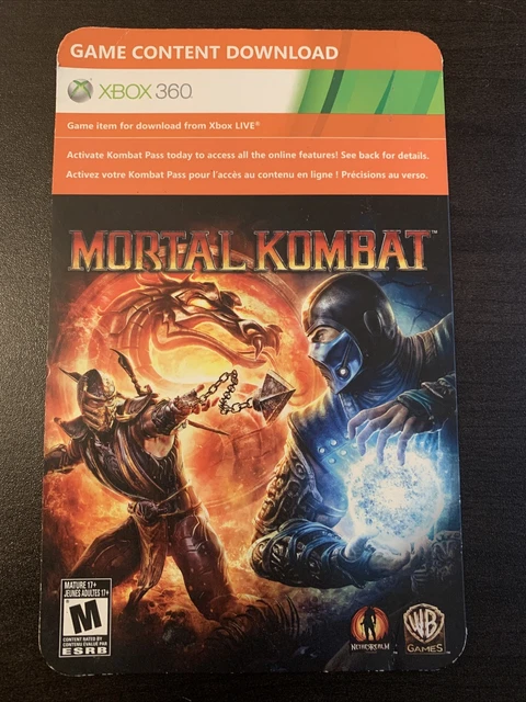 Mortal Kombat Video Game DLC Kombat Pass XBox 360 Live Card Code