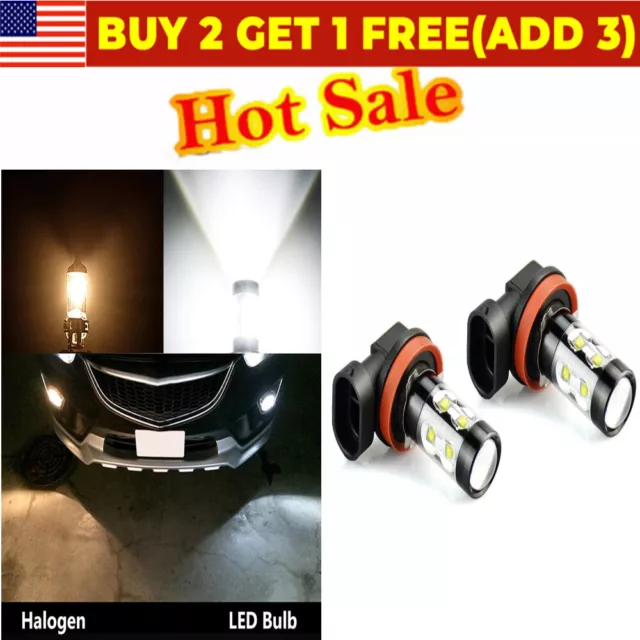 H11 LED Headlight Super Bright Bulbs Kit White 6000K High or Low Beam Pack of 2~