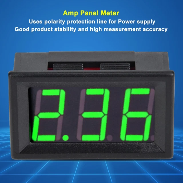0.56 IN TWO Cable Digital DC Current Display Panel 0-10A Ammeter(Green ...