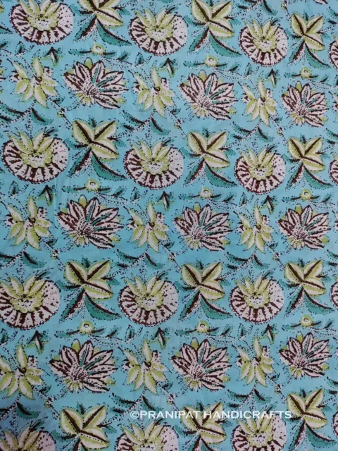 Indien Imprimé Floral Coton Hippie Doux de Luxe Bleu Robe Faisant Tissu Par Cour