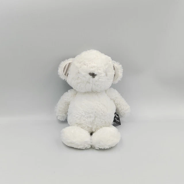 Doudou peluche ours blanc gris rayé ORCHESTRA PREMAMAN - 29916