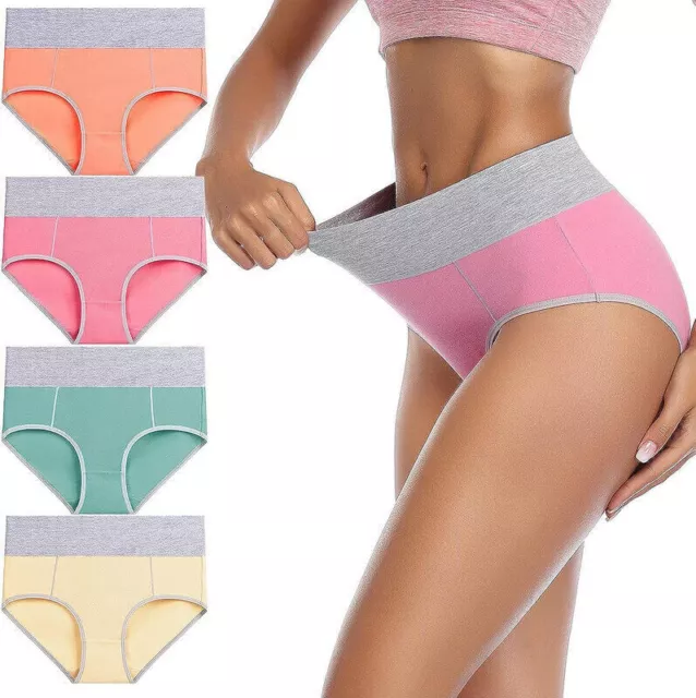 Ladies High Waist Knickers Women's Cotton Briefs Underwear Full Back Coverage UK