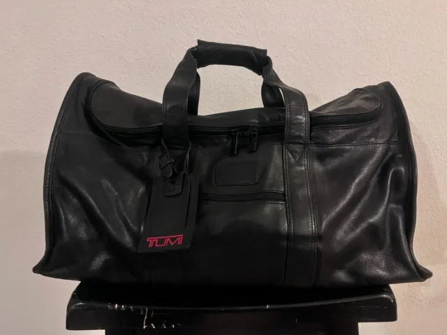 Vintage Tumi Alpha Leather XL Large Black Duffel Travel Carry-all Shoulder Bag