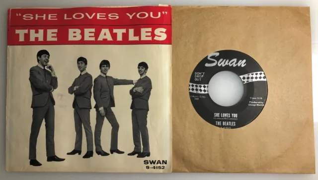 Beatles / She Loves You & I'll Get You (George Martin) 1964 Swan 45 w PS / VG+++