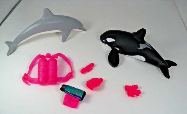 Vintage 1995 Mattel Ocean Friends Barbie & Keiko 14 Rubber Orka / Orca - België