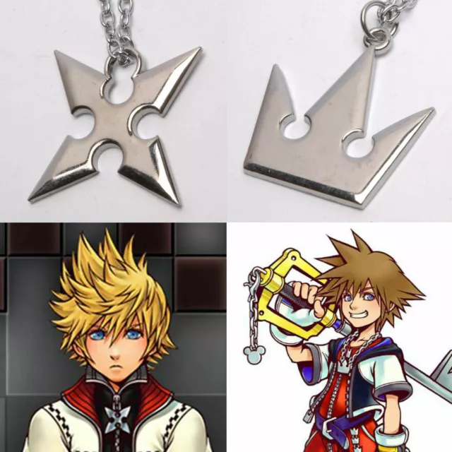 Kingdom Hearts Sora's Crown & Roxas's Cross Necklaces Cosplay Costume Accessory