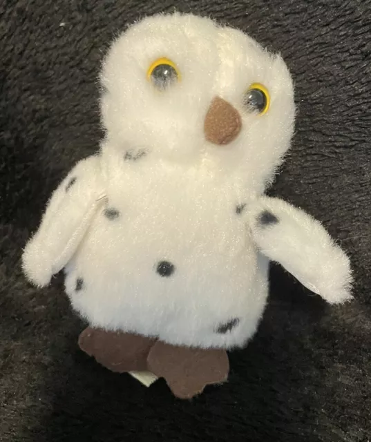 Living Nature White Barn Owl Bird With Yellow Eyes Soft Plush Toy Small