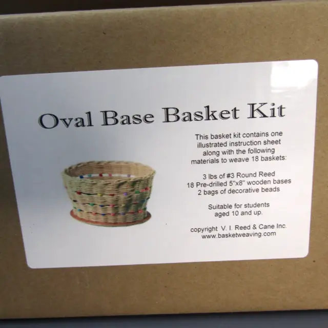 Kit de tejido de cesta de caña y caña NUEVO paquete de aula hace 18 cestas base ovalada