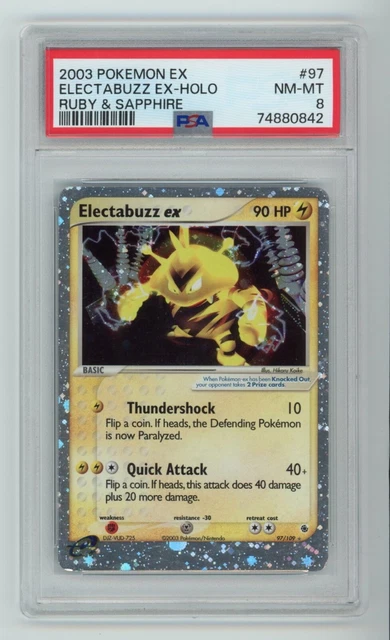 2003 Pokemon EX Electabuzz ex Holo Ruby & Sapphire Graded PSA 8 NM-MT