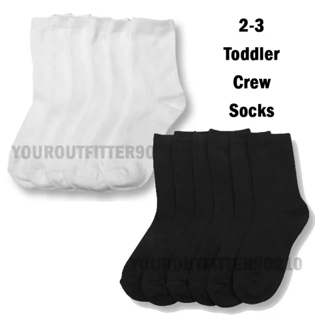 12 Pairs Baby & Toddler 2-3 Crew High Casual Socks Black White boys girls Kids