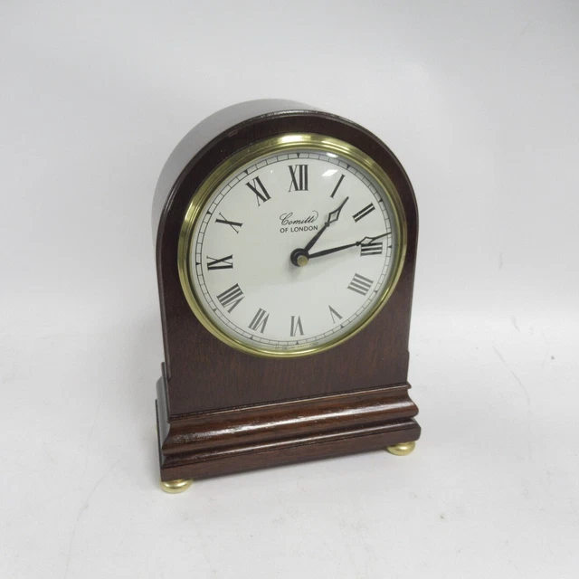 COMITTI OF LONDON Mantel Clock Mahogany Battery Powered VGC 19.5cm EUR