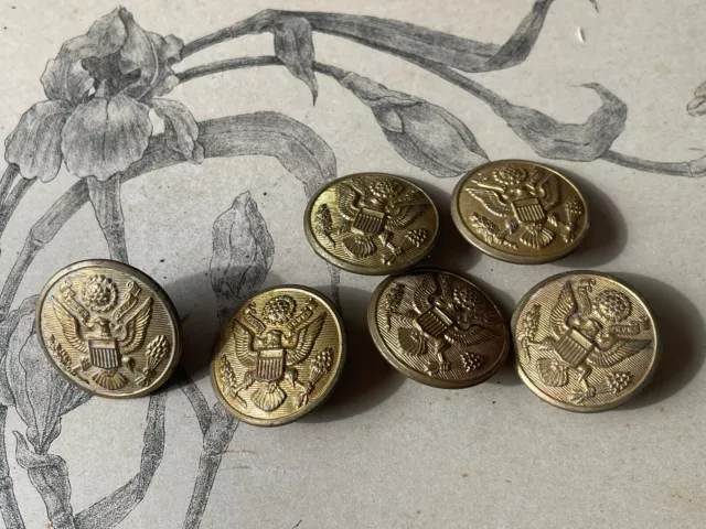 6 boutons anciens en métal doré - Armée Américaine - états-Unis - United States