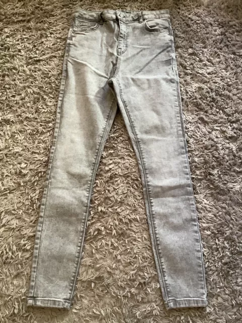 New No Tags Light Grey Stonewash Skinny Stretchy Jeans Size 12 28” Leg