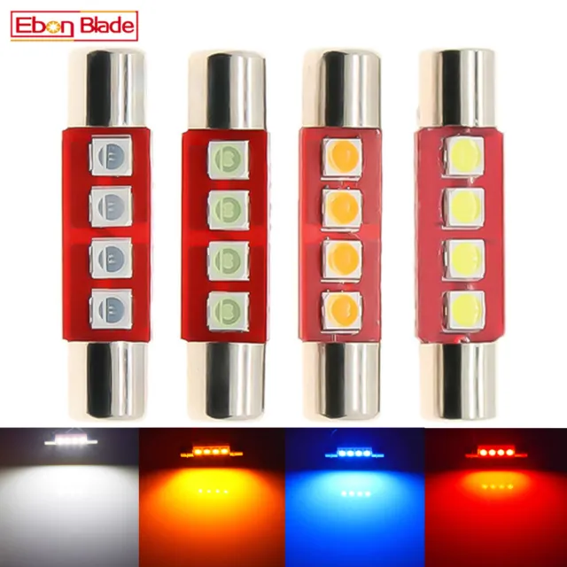 28mm 31mm Festoon Interior LED Dome Map License Plate Light Bulb White Red Amber