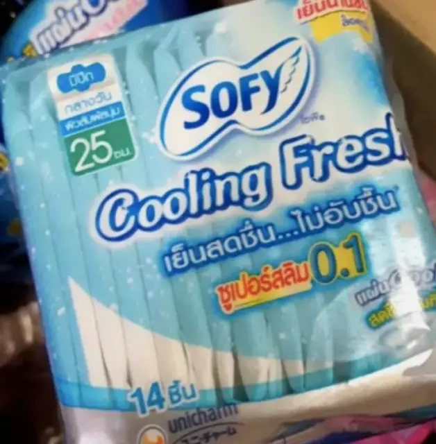 Almohadillas de refrigeración de servilleta sanitaria Sofy Cool súper delgada 0,1 mm 25 cm 56