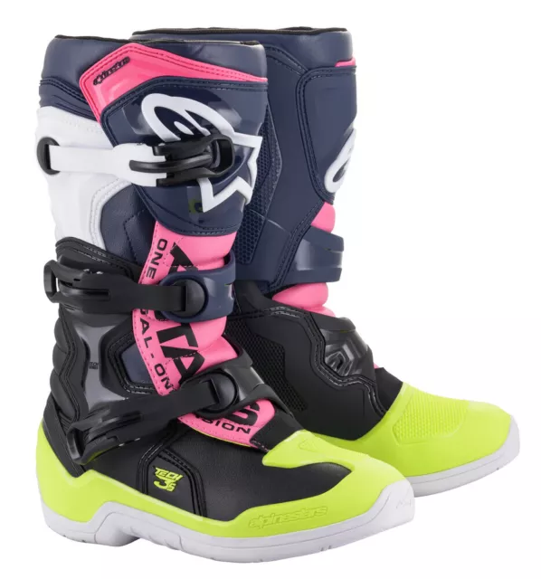 Alpinestars Tech 3S Black Dark Blue Pink Fluo Youth Boots size 1