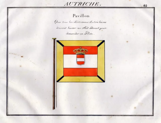 Austria Flag Banner Navy Naval Flag Maritime Litho 1820